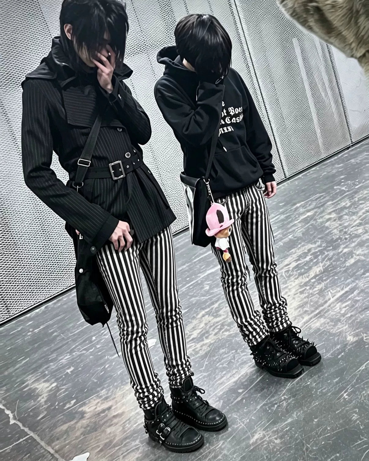 Saint Laurent Slp14ssd02 Black White Striped Jeans