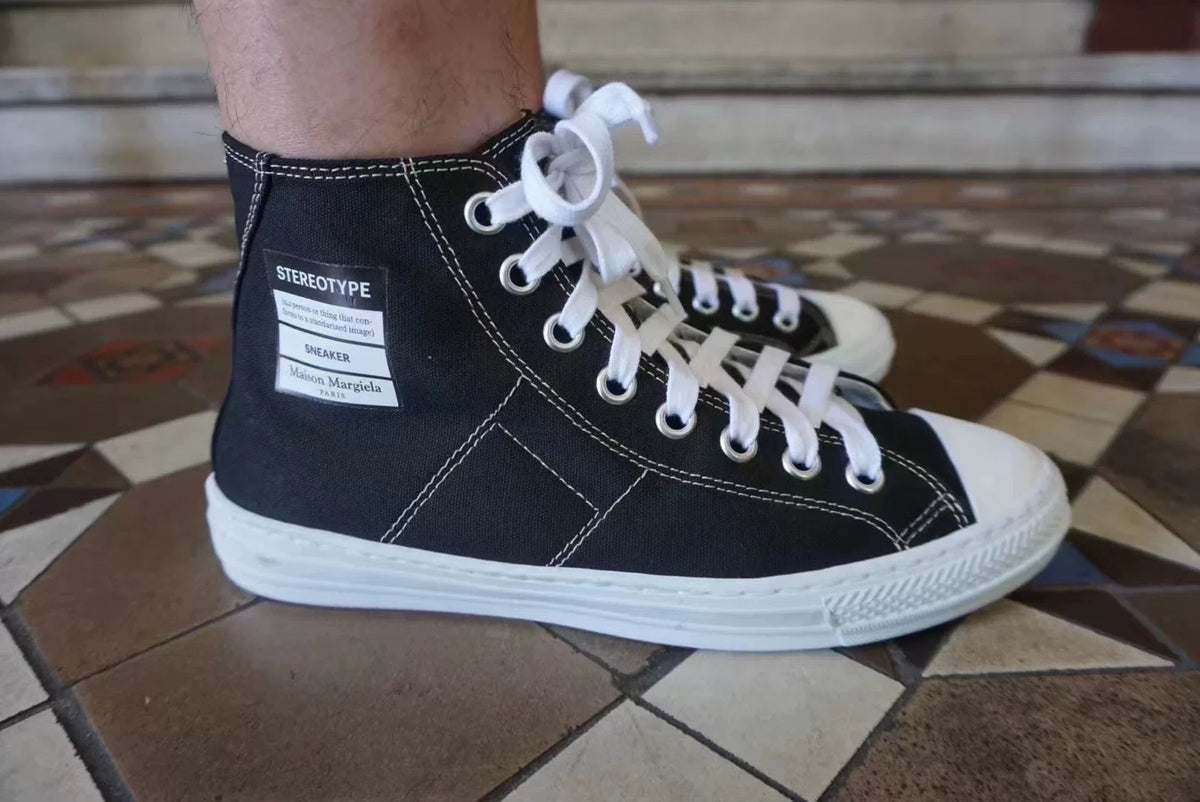 Maison Margiela Black Stereotype High-Top Canvas Sneakers