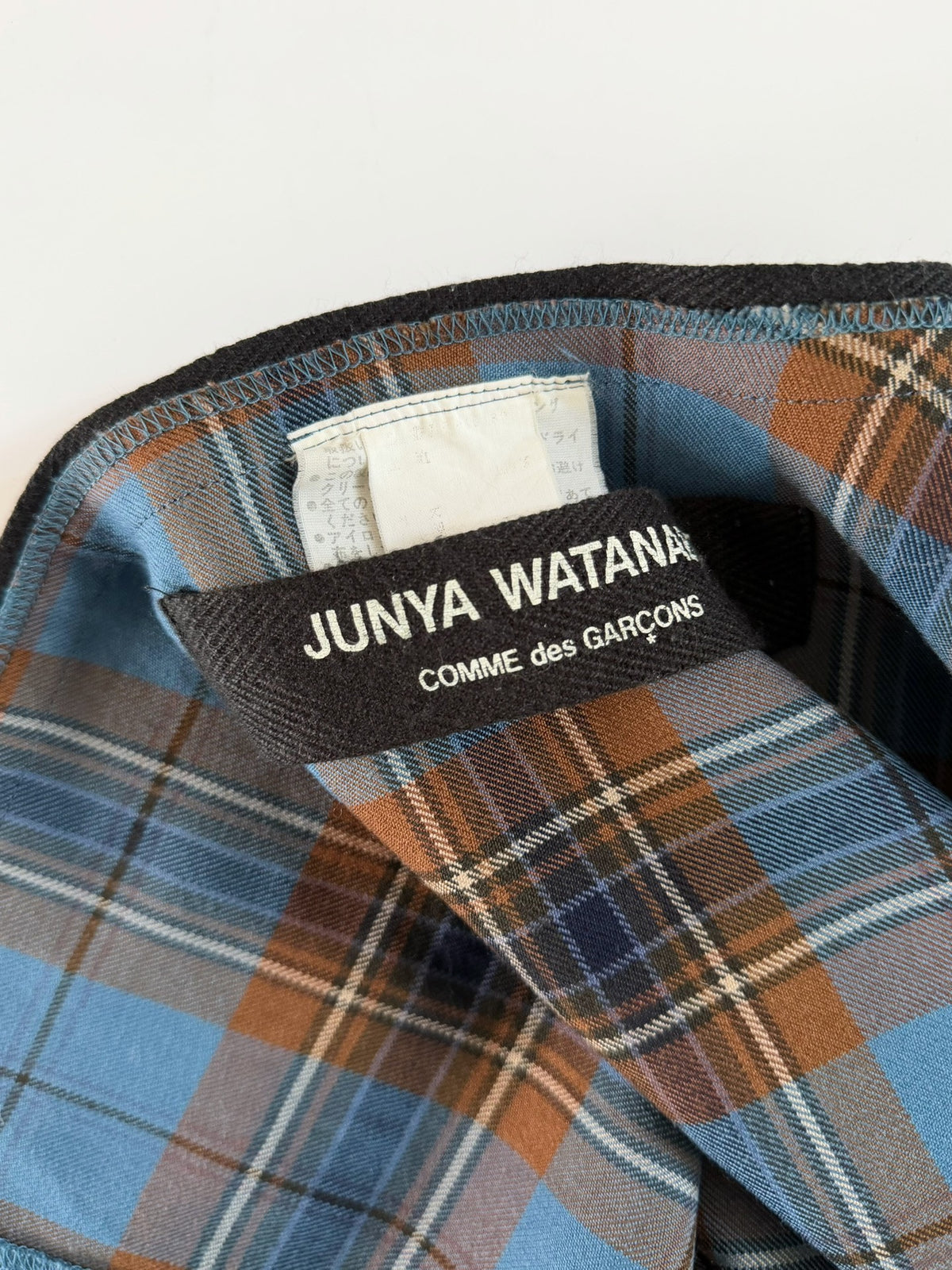 Junya Watanabe Midi Blue Plaid Wool Skirt