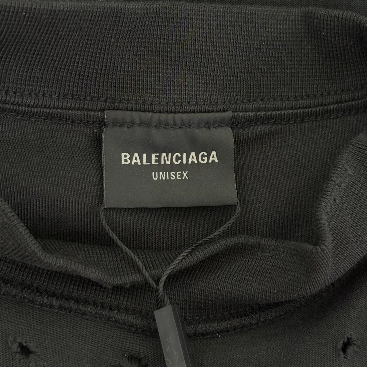 Balenciaga Black Castle Letter Logo Destruction Short Sleeve Top