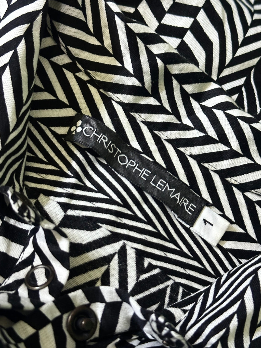 LEMAIRE Geometric Line Runway Short-Sleeve Shirt