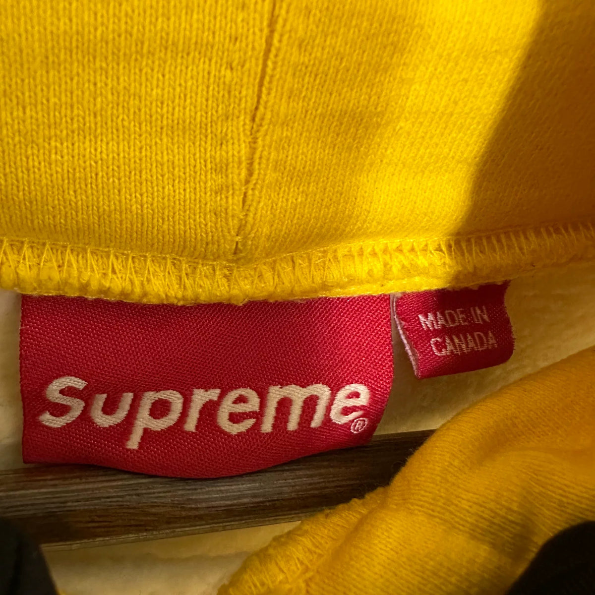 Supreme Yellow White Patchwork Hooded Sweater