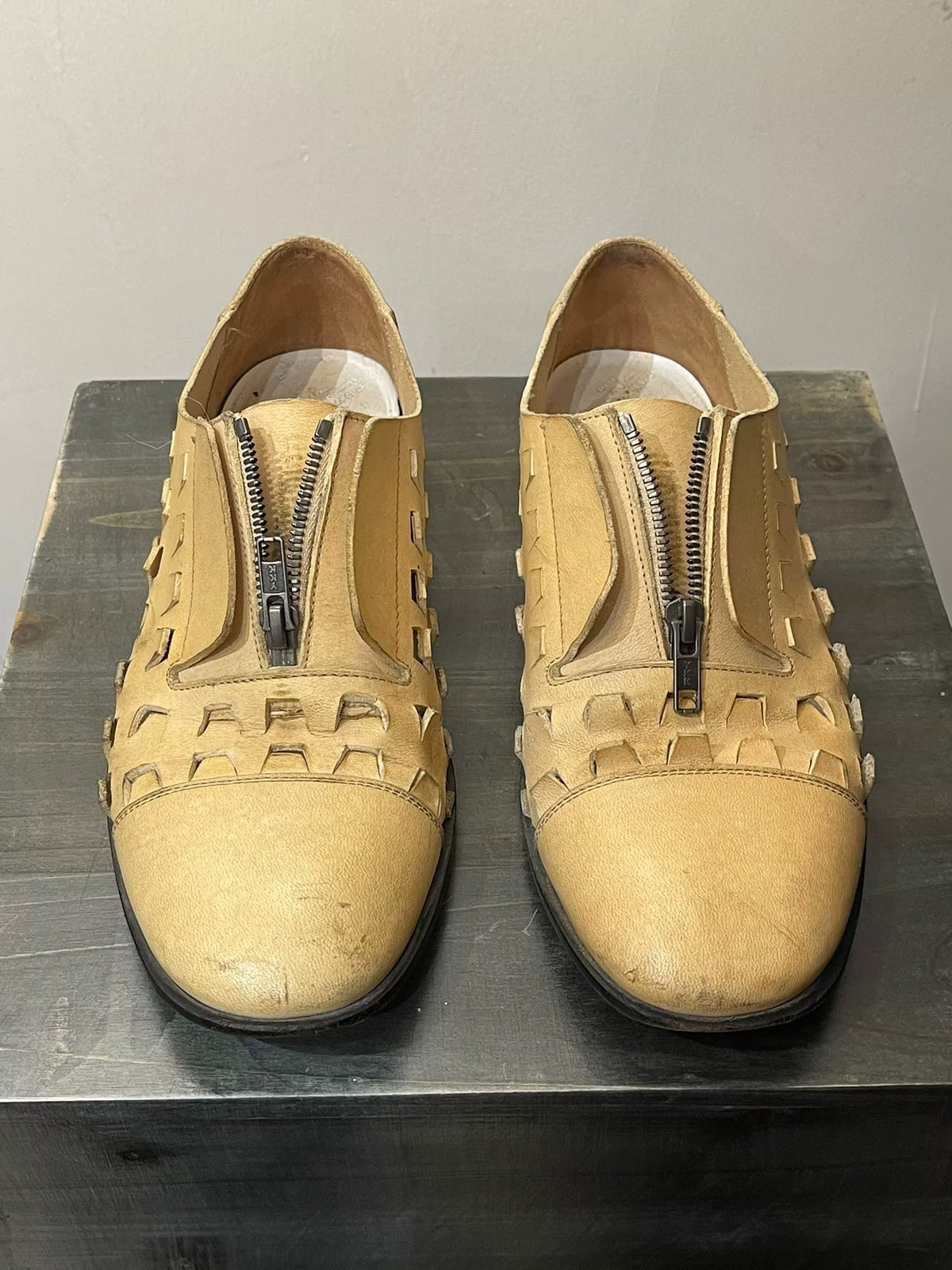 Maison Martin Margiela Cut‑out Hollow‑out Zipper Leather Shoes