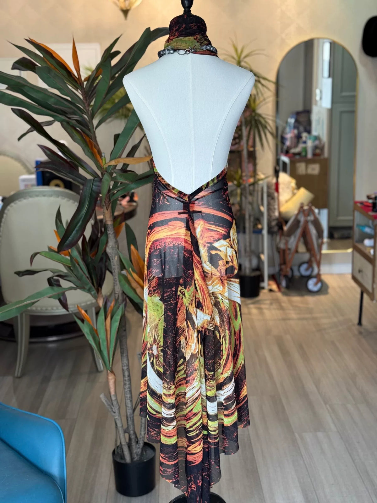 Jean Paul Gaultier JPG Mesh Print Dress