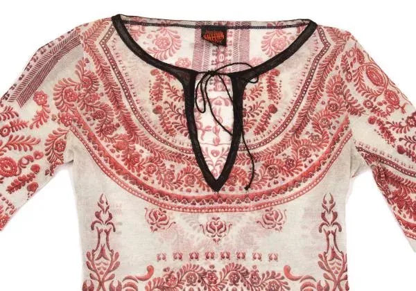 Jean Paul Gaultier Vintage Red Floral Mesh Top
