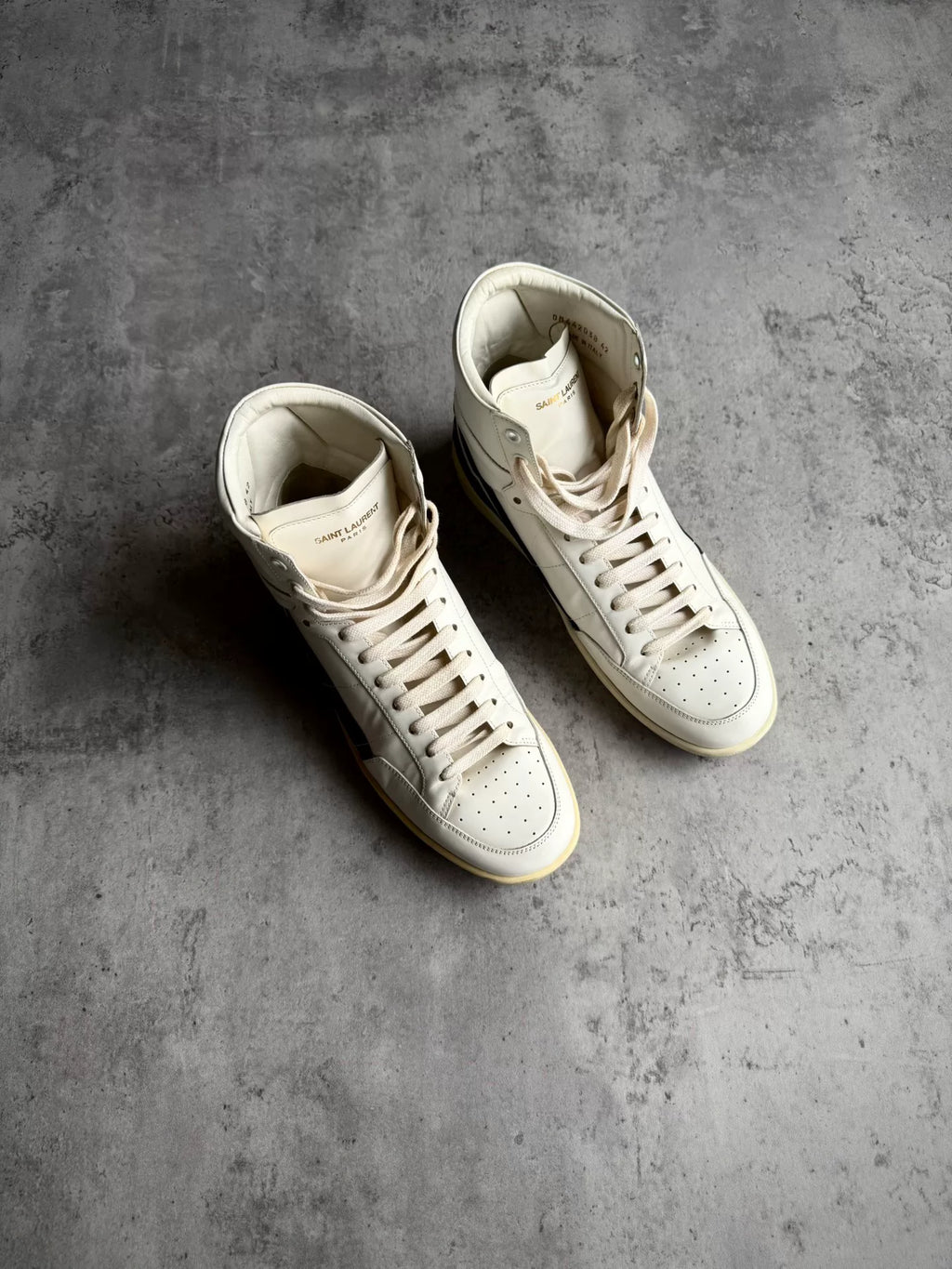 Saint Laurent Paris 16AW Geometric Patchwork Star Stud High-Top Sneakers by Hedi Slimane