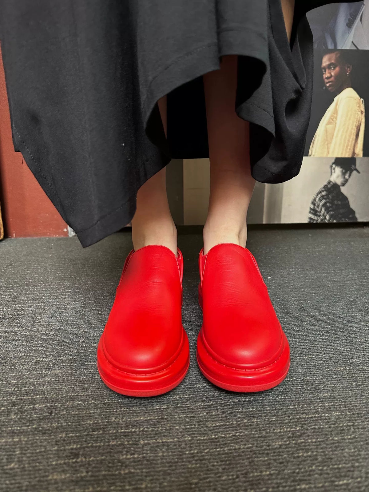 Alexander McQueen Red Thick-Sole Slip-On Sandals