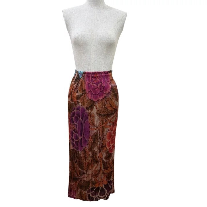 Issey Miyake AW98 Peony Print Pleated Skirt