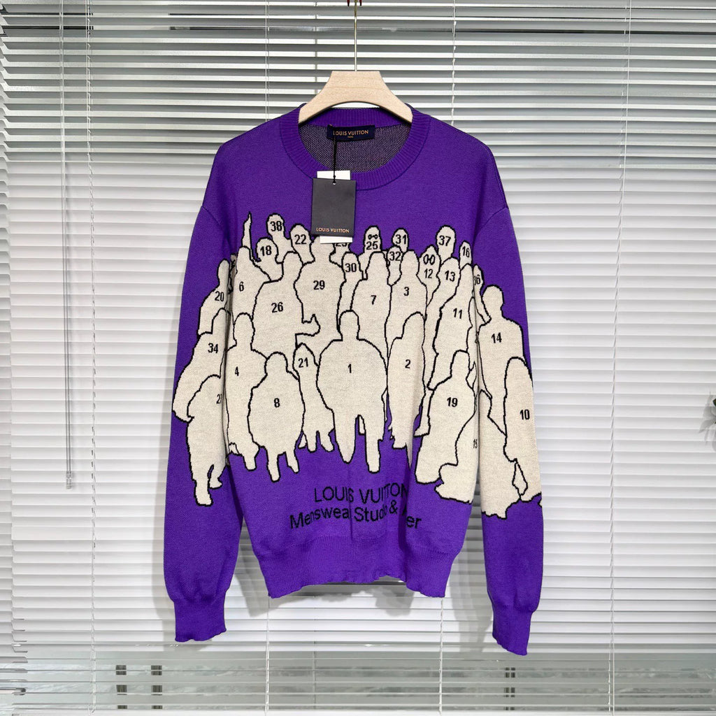 Louis Vuitton Wool Logo Purple Knit Sweater