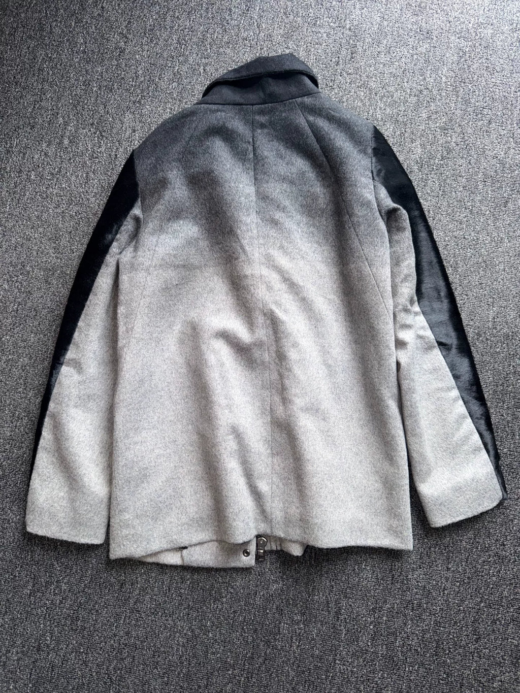 Helmut Lang Gray Black Ombré Wool Calf Pony Hair Jacket Coat