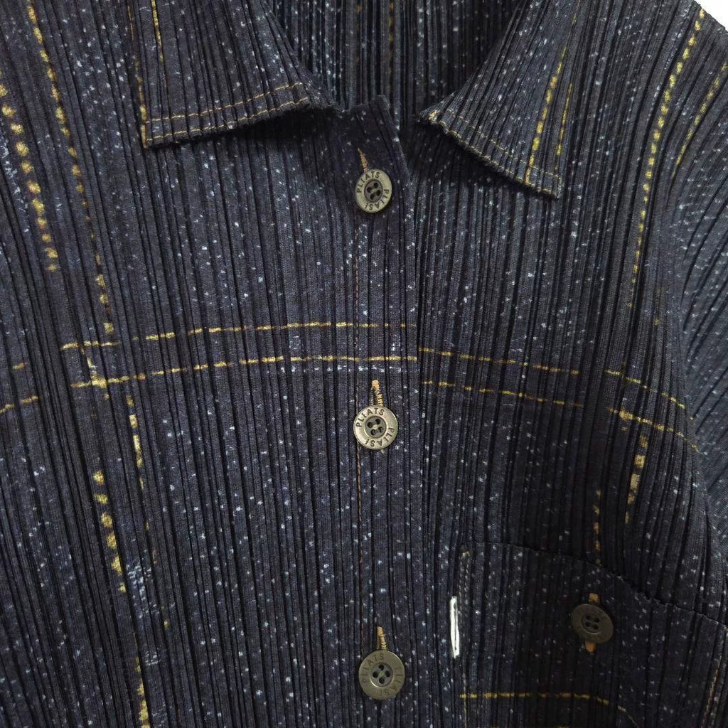 Issey Miyake Denim Print Pleated Jacket