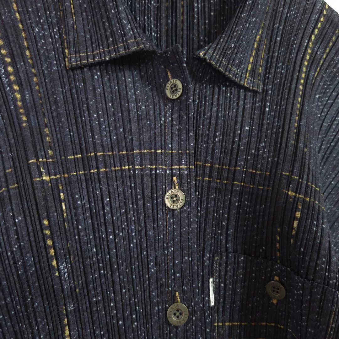 Issey Miyake Denim Print Pleated Jacket