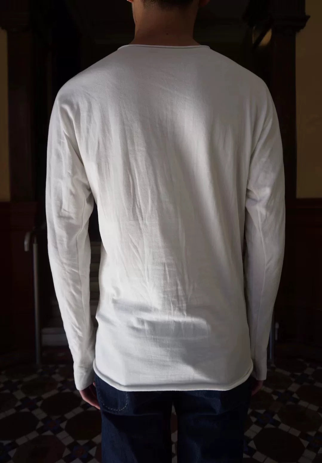 M.A+ AW18 White One Piece Cross Cut Cotton Tee