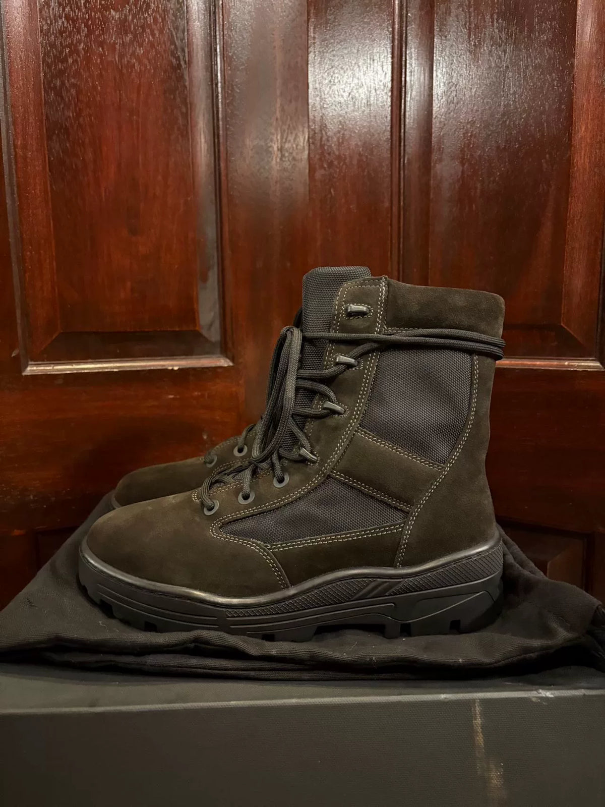 Yeezy SEASON 4 Oil COMBAT Olive Suede Boots