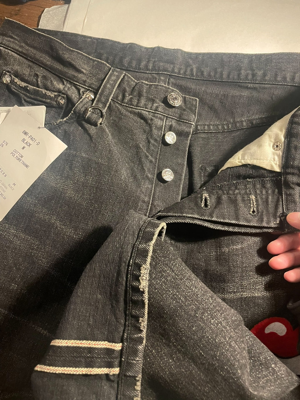 mastermind Japan × Theater8 Rolling Stone Black Washed Cotton Spandex Jeans