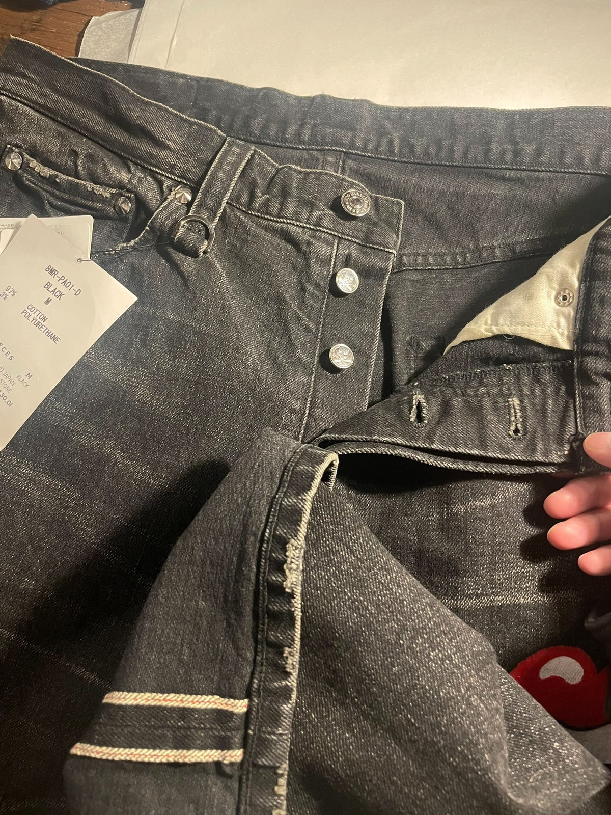 mastermind Japan × Theater8 Rolling Stone Black Washed Cotton Spandex Jeans