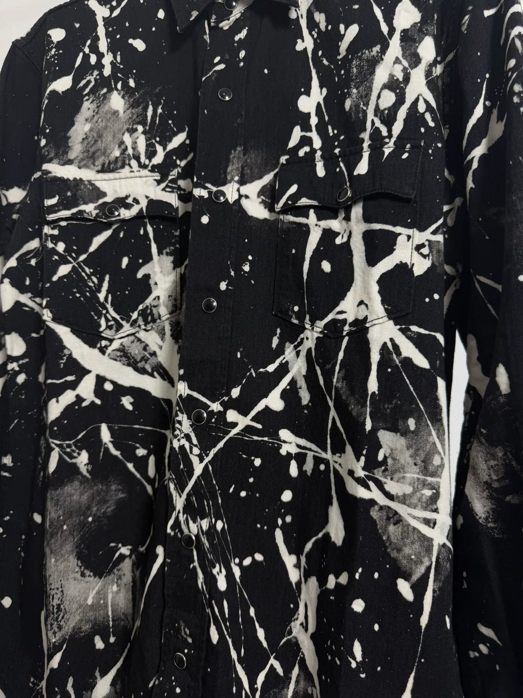 Saint Laurent Slp16ss Black White Paint-Splatter Shirt