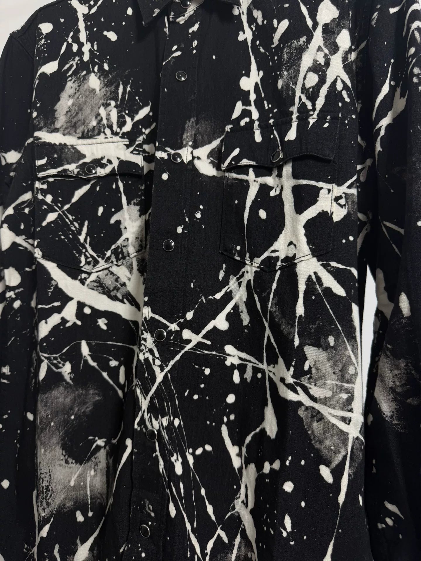 Saint Laurent Slp16ss Black White Paint-Splatter Shirt