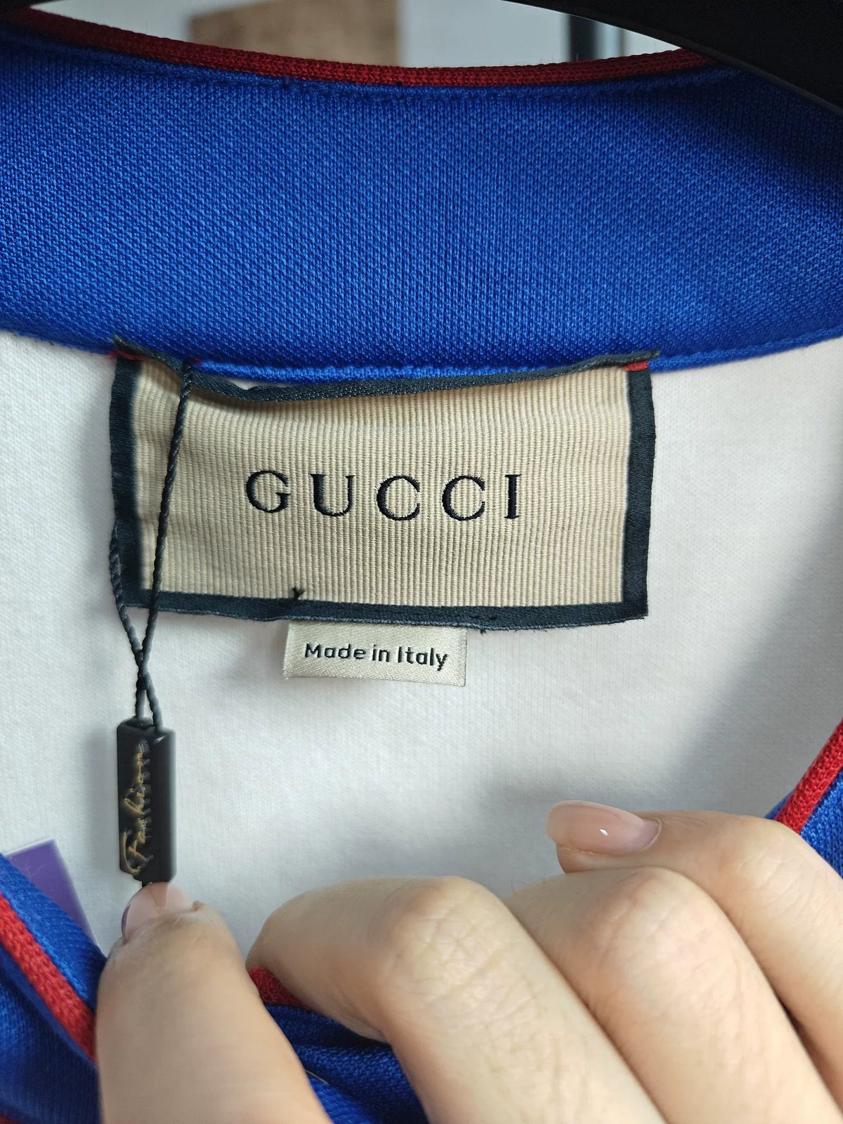 Gucci White Blue Red Trim Dinosaur Embroidery Cotton Dress