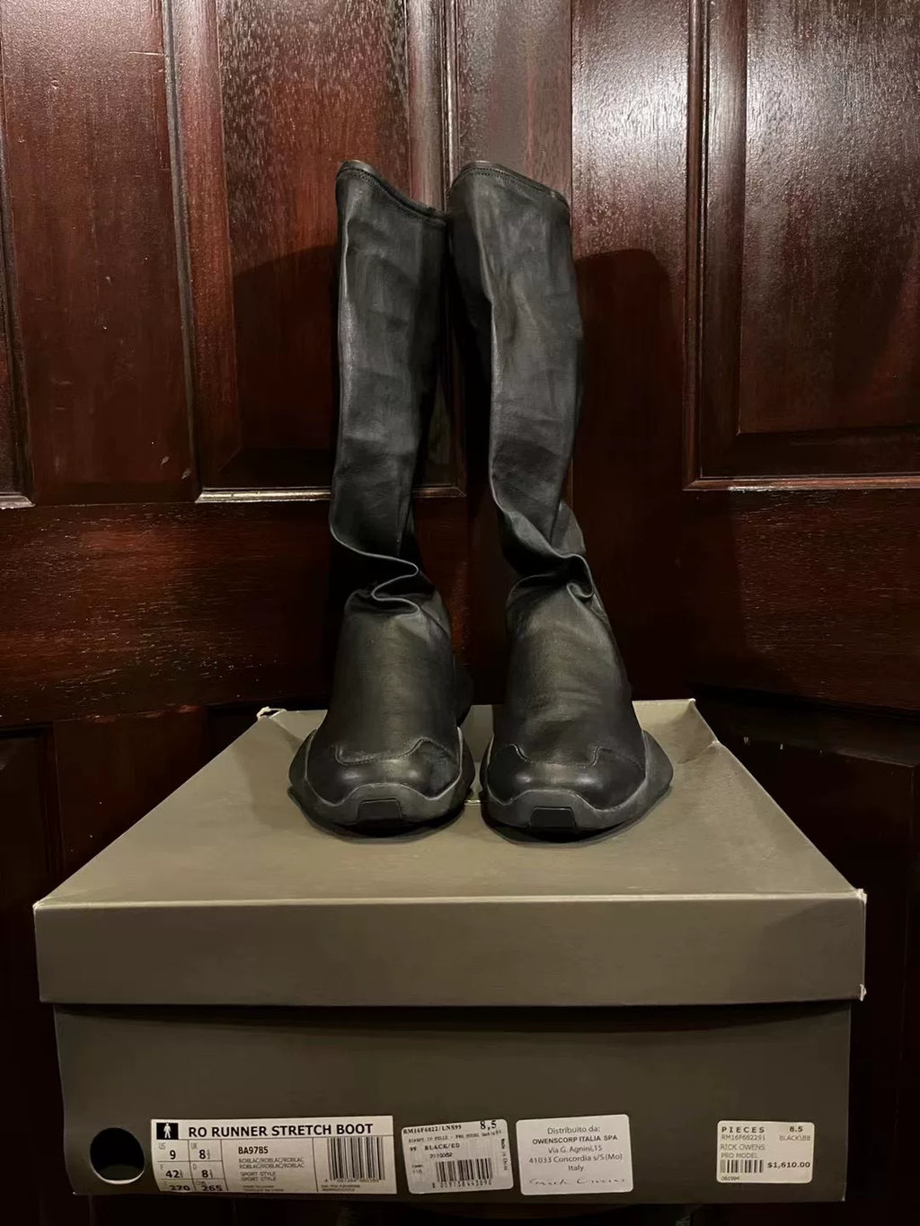 Rick Owens × ADIDAS Black Runner Stretch Horsebit Sock Boots