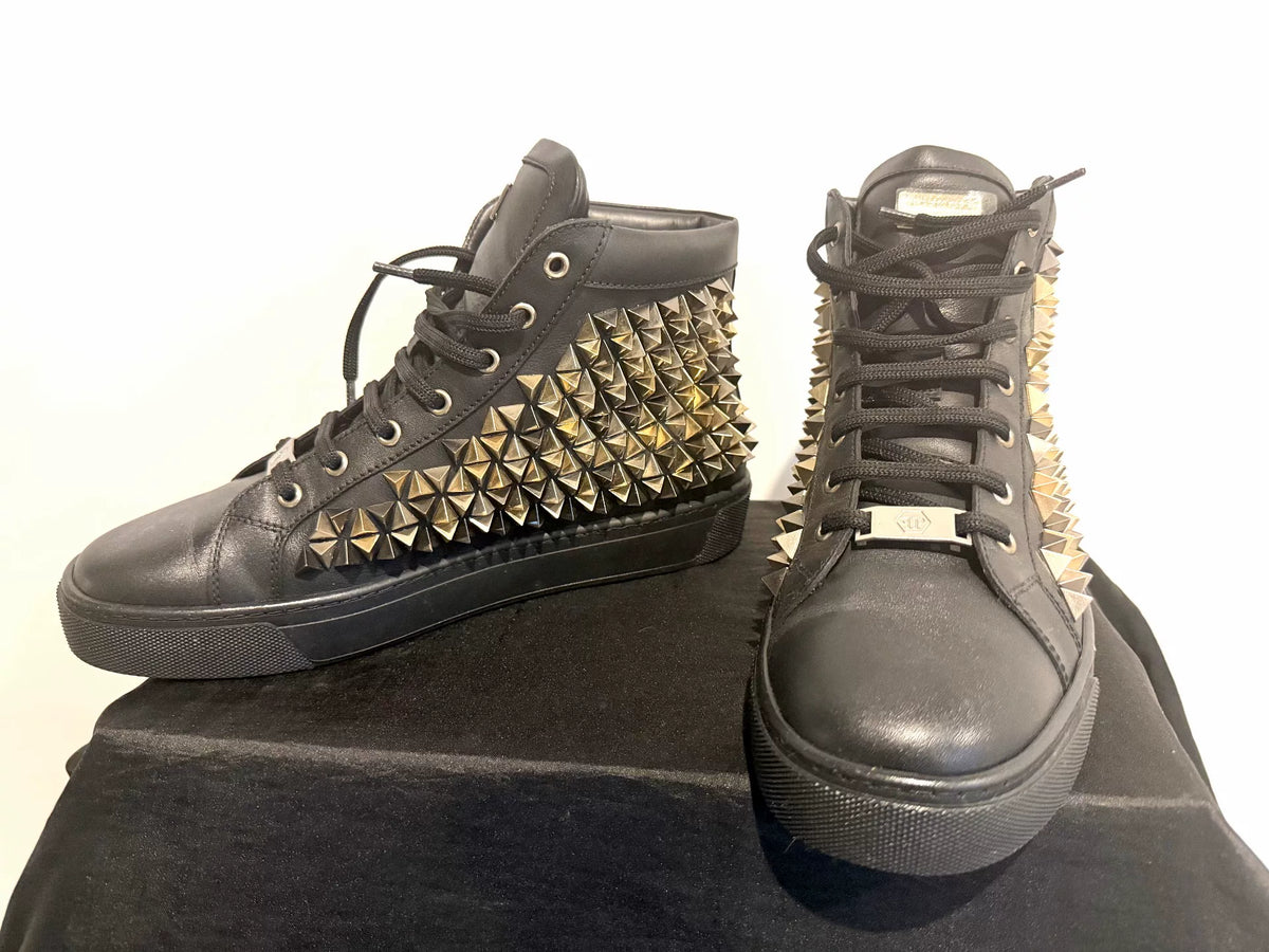 philipp plein Men High Top Sneaker With Gold Spikes