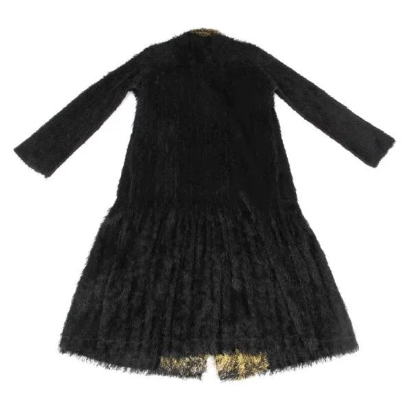 Issey Miyake Vintage Black Gold Faux Fur Pleated Sweater