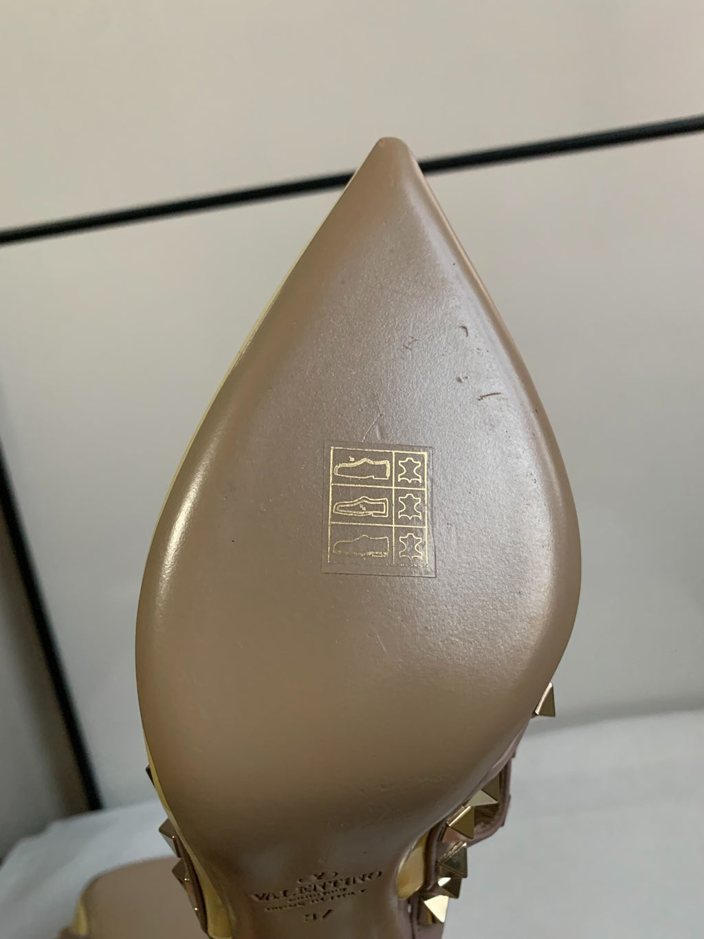 Valentino Gold Stud Patent Leather Pointed-Toe Heels