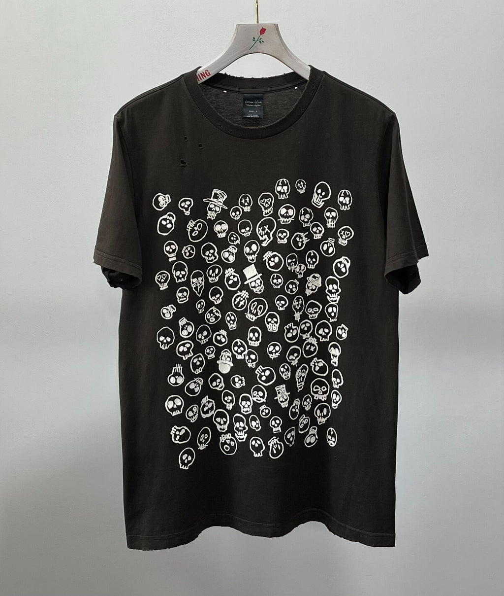 Number (N)ine 05SS Full Skull Print Distressed Tee