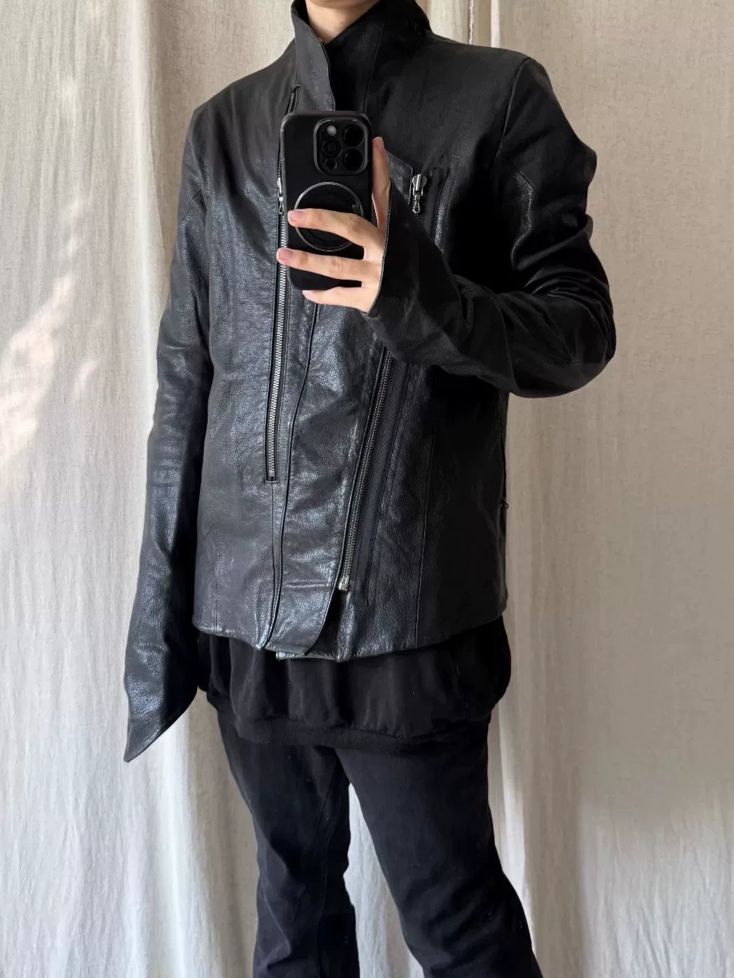 Julius FW14 Multi-Zip Deconstructed Goat Skin Jacket