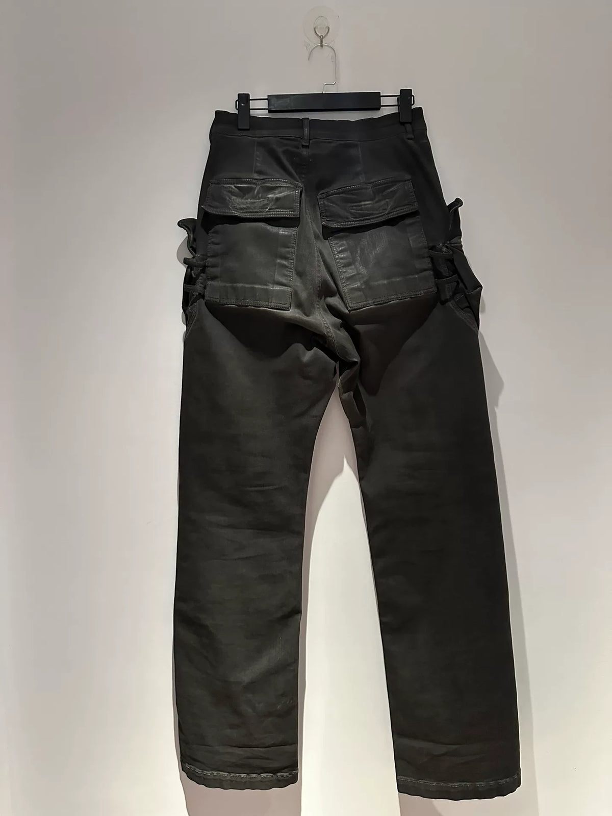 Rick Owens 24ss waxed faded smoke gray cargo work pants