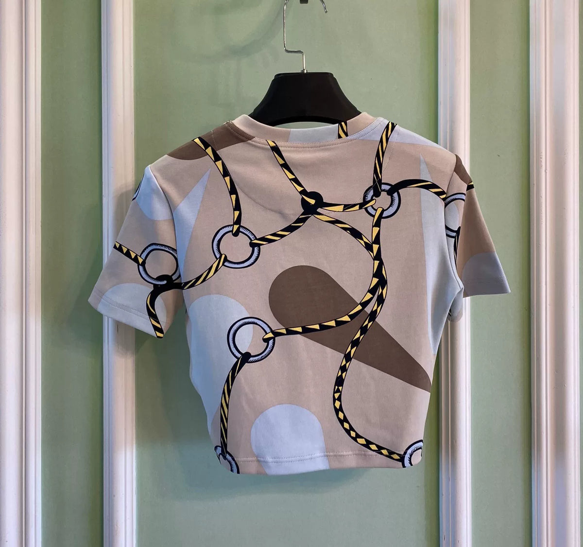 Hermes Chain Print Short Sleeve Cotton T-Shirt