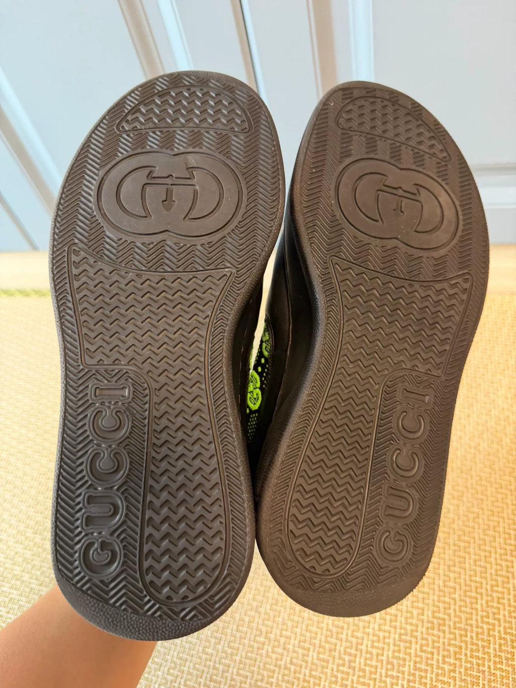 Gucci Black Green Logo Chelsea Boots