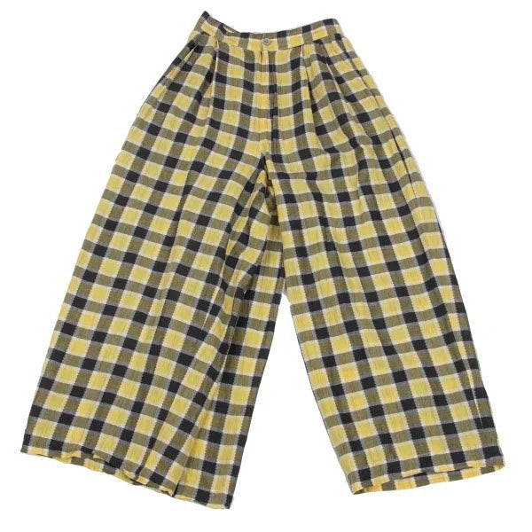 Issey Miyake 1980s Asymmetric Plaid Cotton-Linen Pants