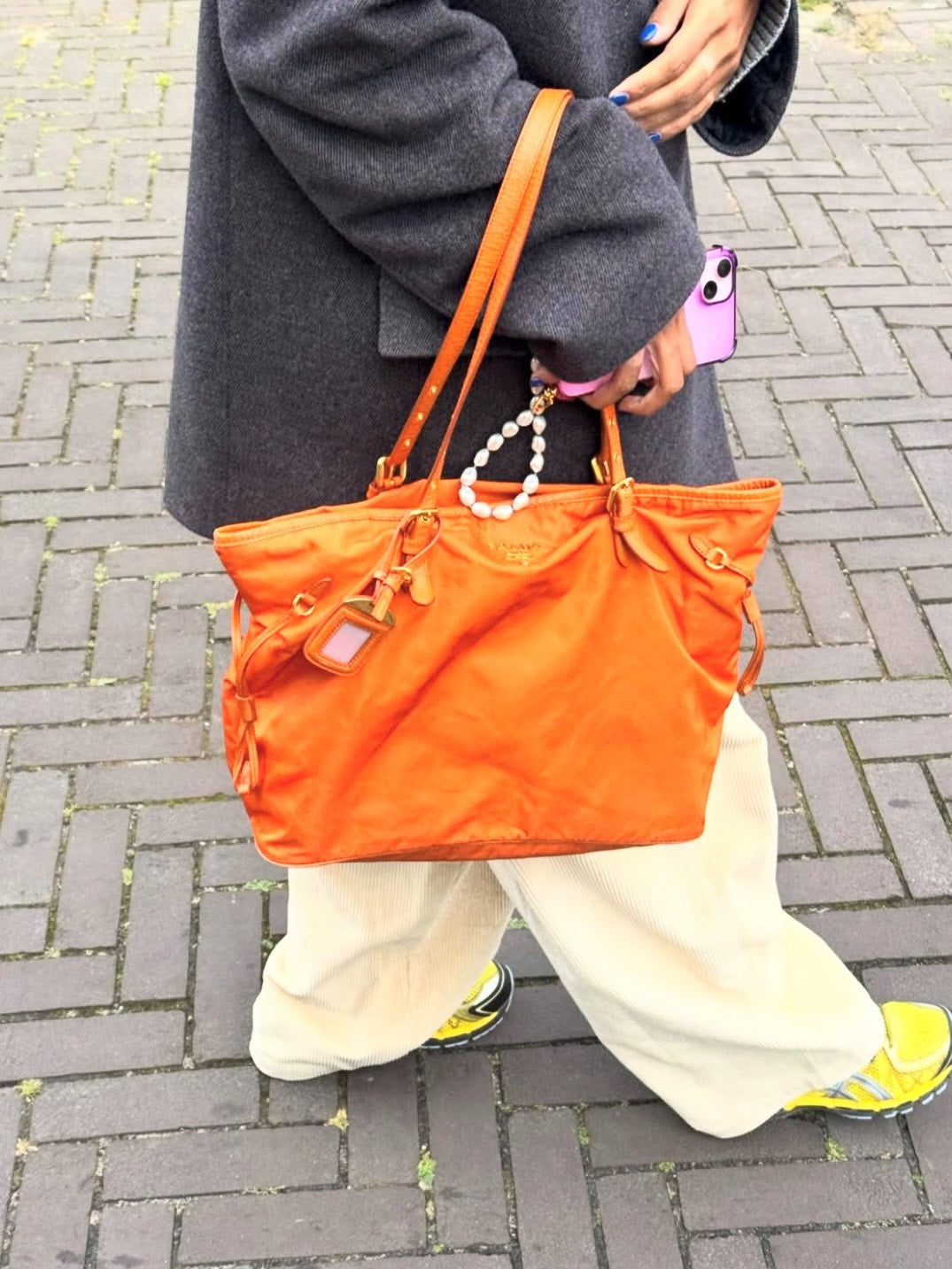 Prada Micro Logo Double-Sided Nylon Tote Bag