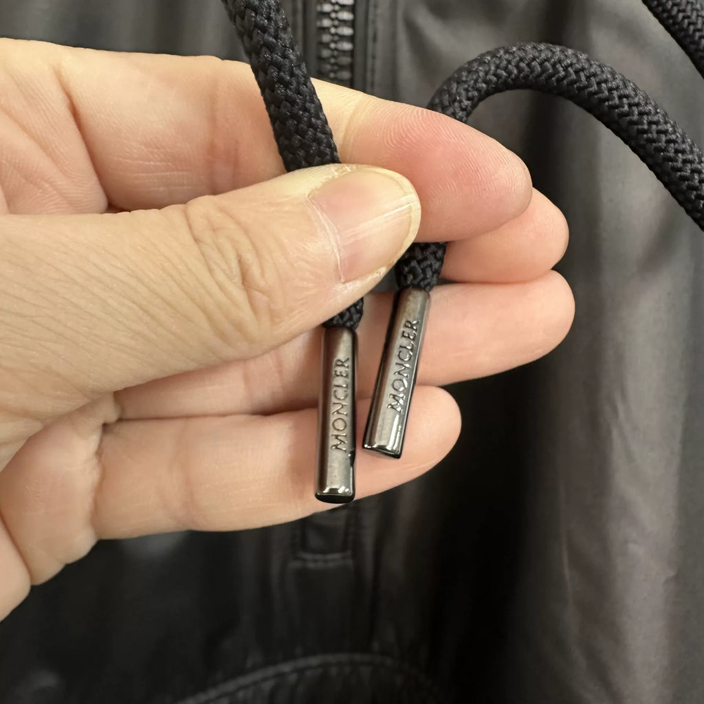 Moncler Black Hooded Drawstring Down Jacket