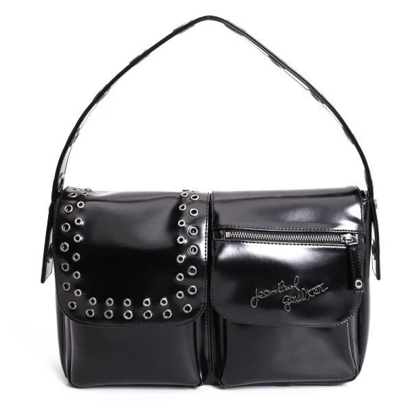 Jean Paul Gaultier Black leather rivet‑decorated under‑arm bag