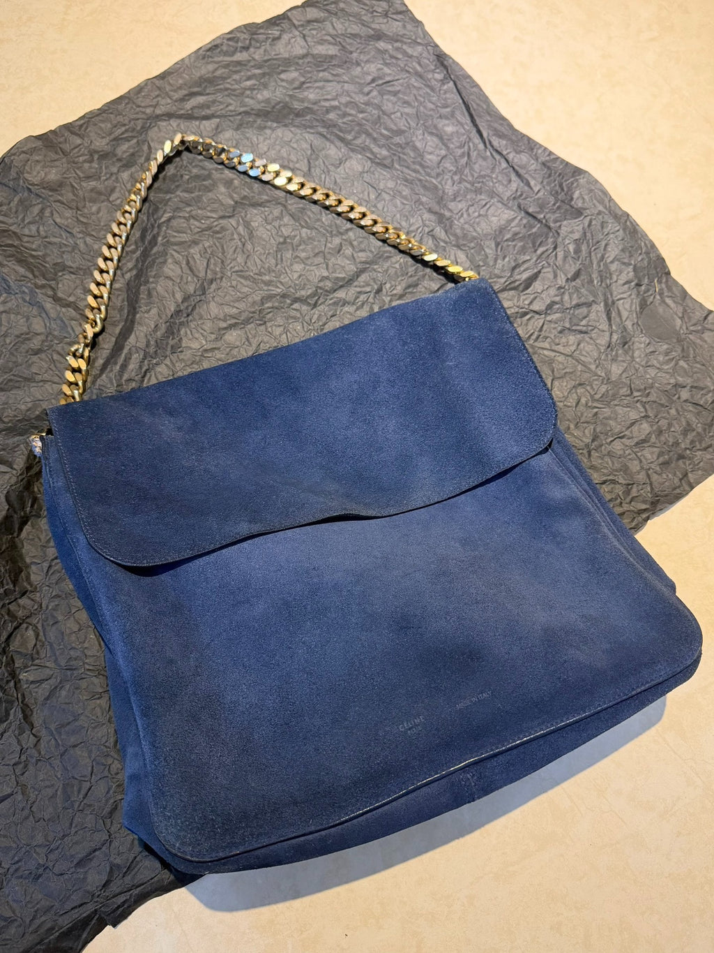 CELINE GOURMETTE Suede Micro-Logo Tote Bag