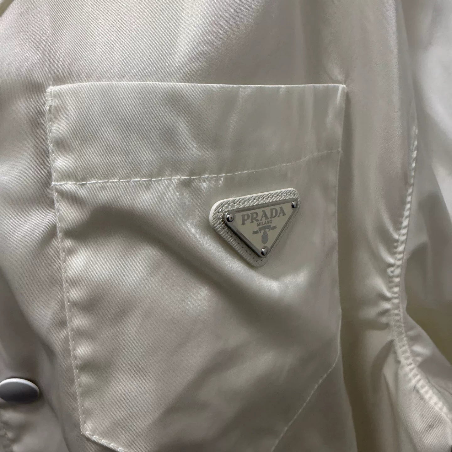 Prada Nylon Triangle Logo Short Sleeve Shirt