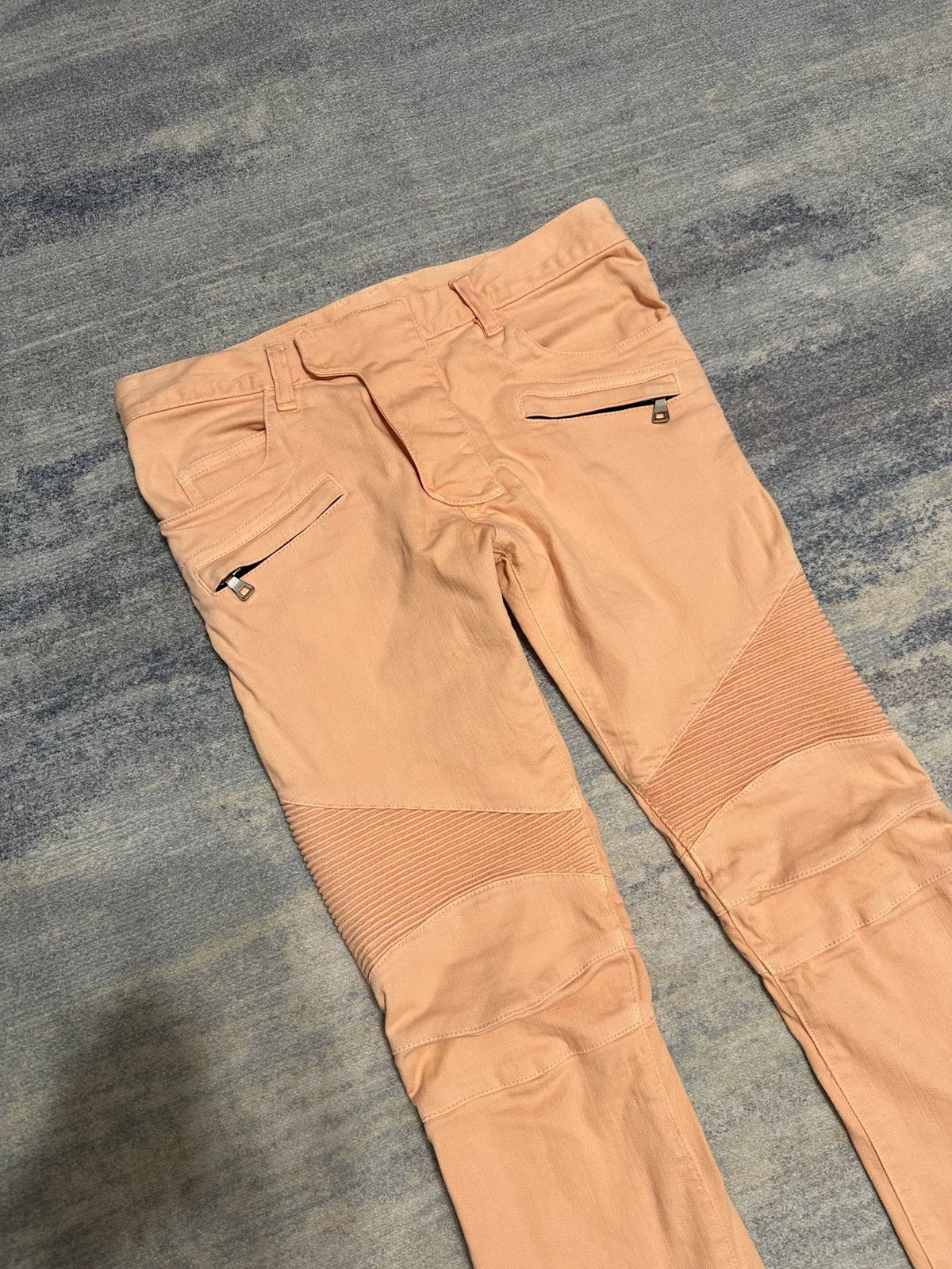 Balmain Homme AW12 Peach Biker White Jeans by Olivier Routeing