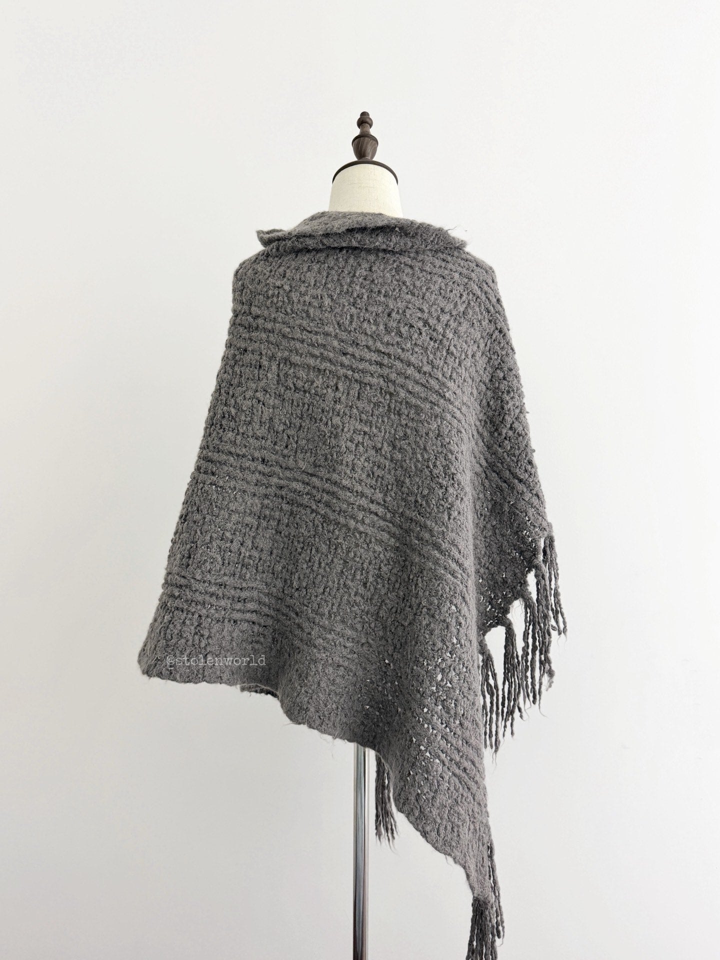 Yohji Yamamoto Y's Boucle Wool Fringe Shawl - Devines