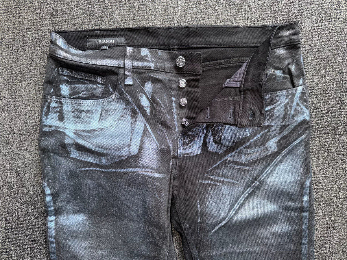 Gucci FW09 Silver Metallic Trompe l'Oeil Denim by Frida Giannini