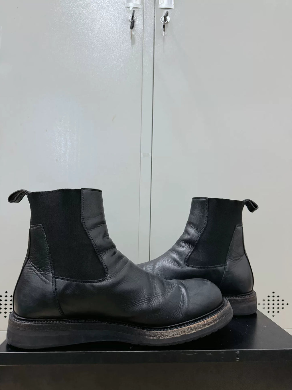 Rick Owens Leather Chelsea Military Boots