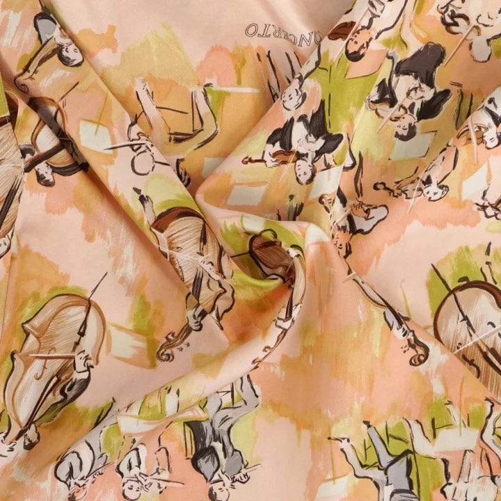 HERMES 1990s Concert Print Long Sleeve Silk Shirt