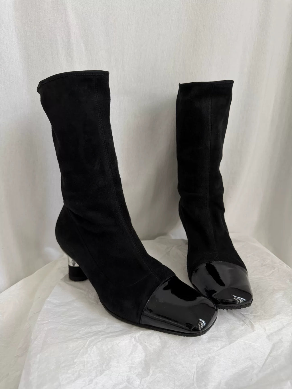 Chanel vintage stretch mid-calf boots