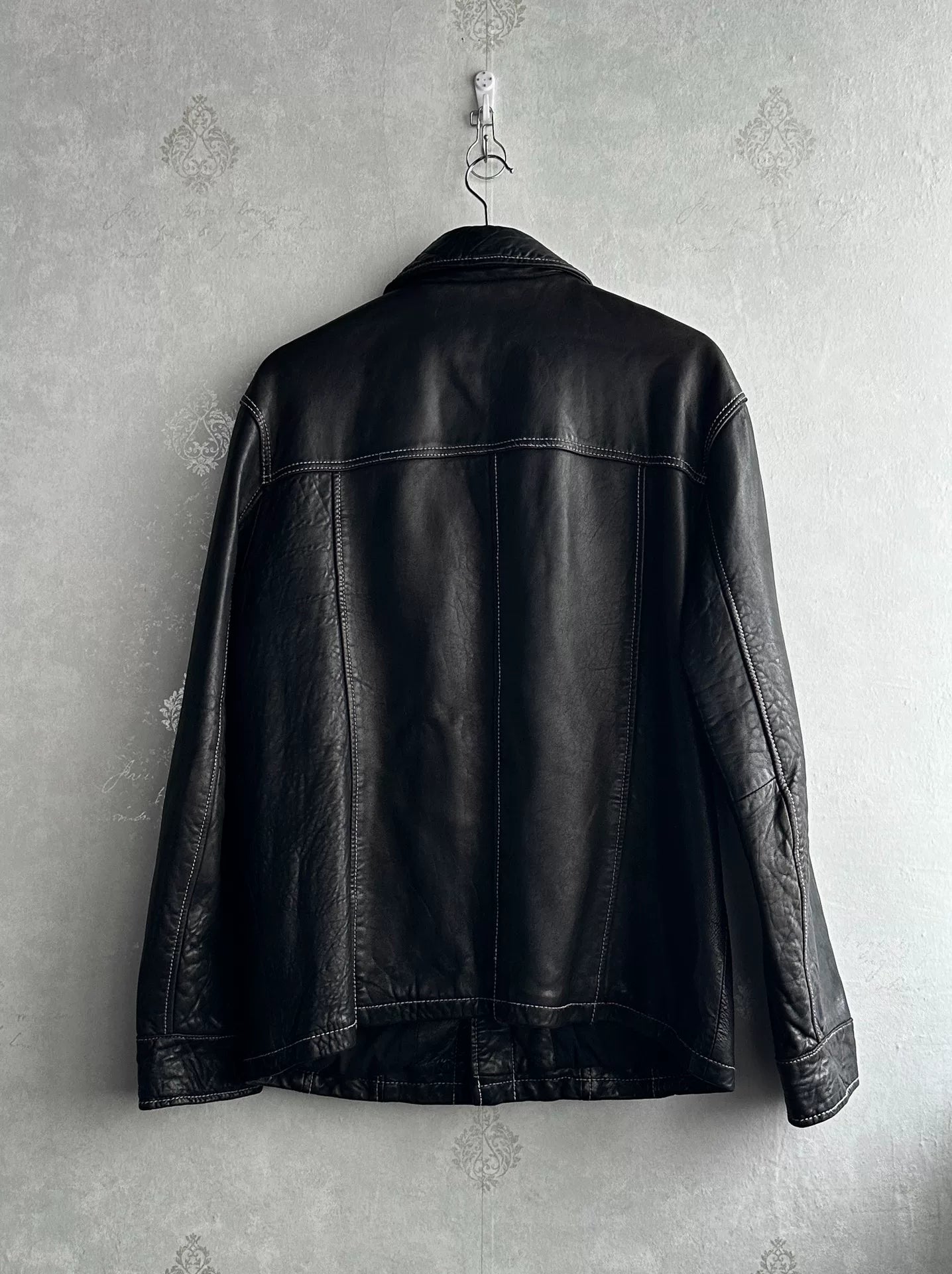 Jean Paul Gaultier 90s Contrast Stitching Leather Jacket