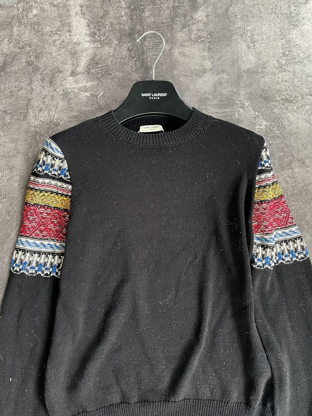 Saint Laurent 17FW Ethnic Jacquard White Knit Sweater