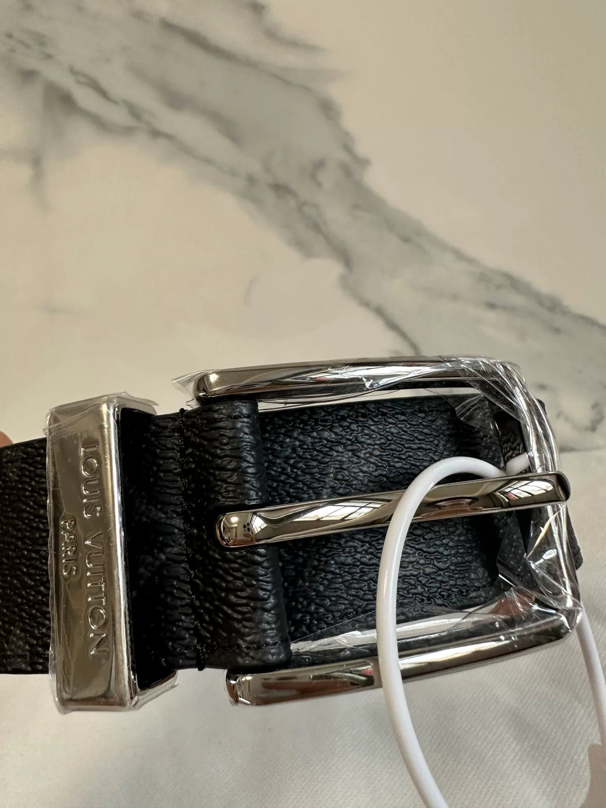 Louis Vuitton Silver Pin Buckle Leather Belt