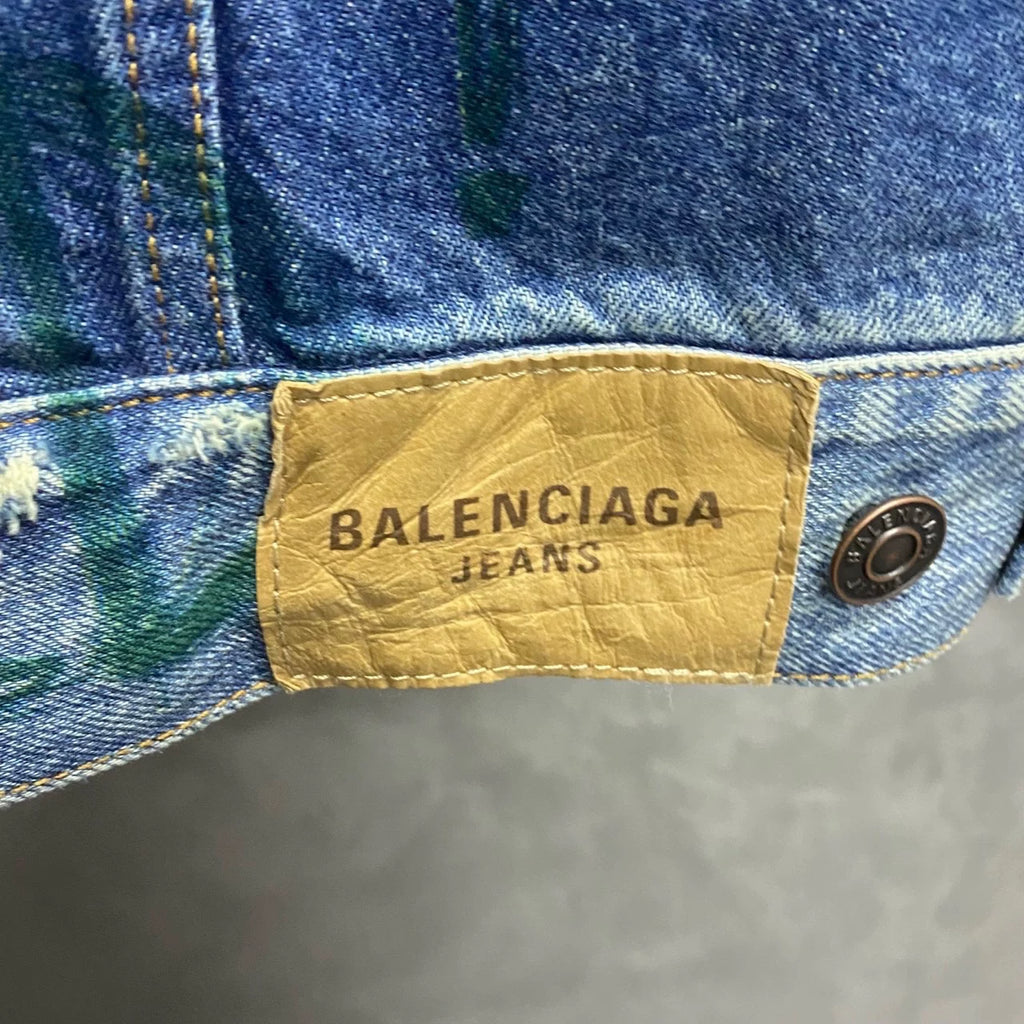 Balenciaga Blue Graffiti Logo Denim Jacket