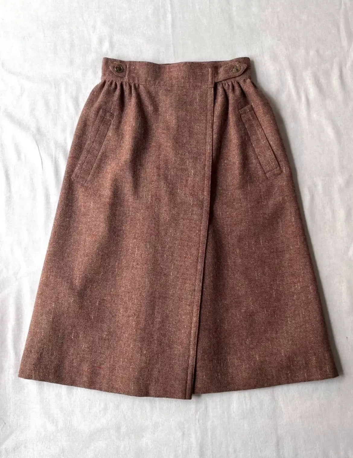Issey Miyake 1970s Wool Tweed Wrap Skirt