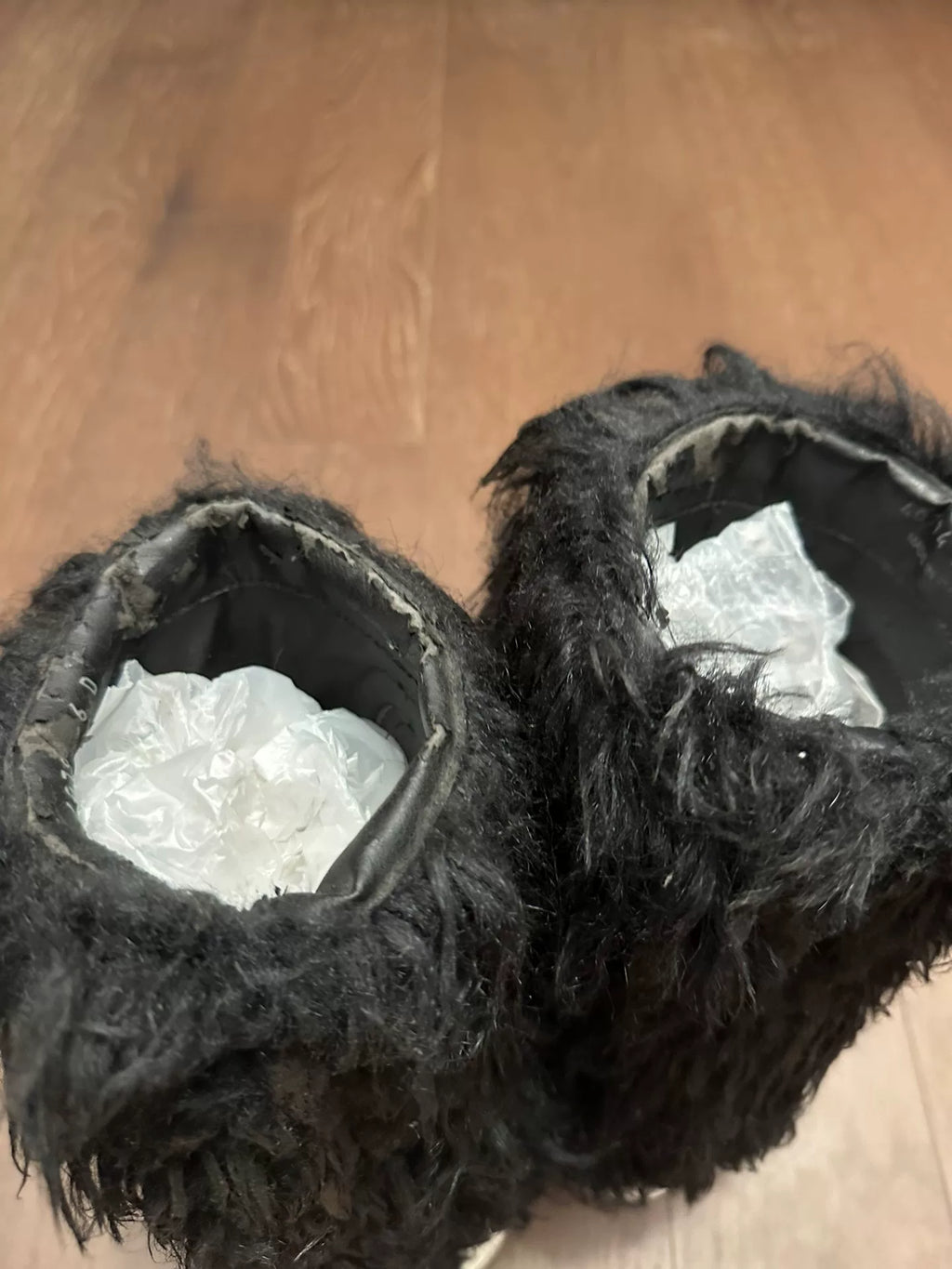 Rick Owens thick-soled fur boots,